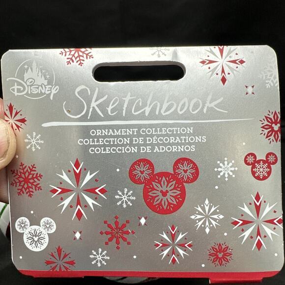 Disney Mickey Mouse Icon Glass Ball Ear Sketchbook Ornament Red Peppermint NWT - Picture 5 of 8